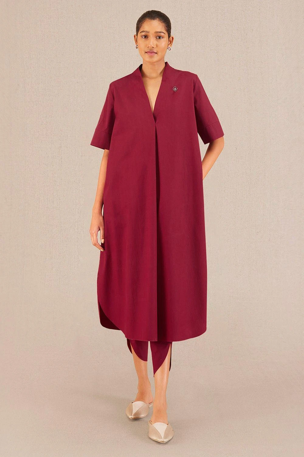 AMPM Eira Elegant Merlot Poplin Tunic-pant Set 1 AMPM Eira Elegant Merlot Poplin Tunic-pant Set