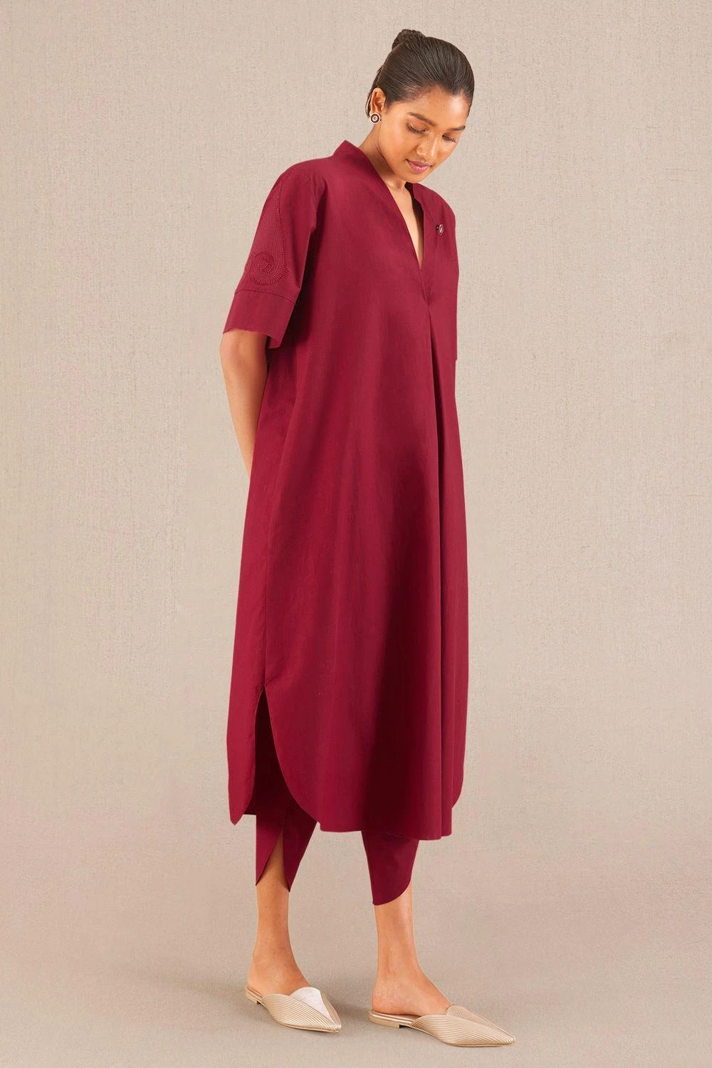 AMPM Eira Elegant Merlot Poplin Tunic-pant Set 2 AMPM Eira Elegant Merlot Poplin Tunic-pant Set - Image 2