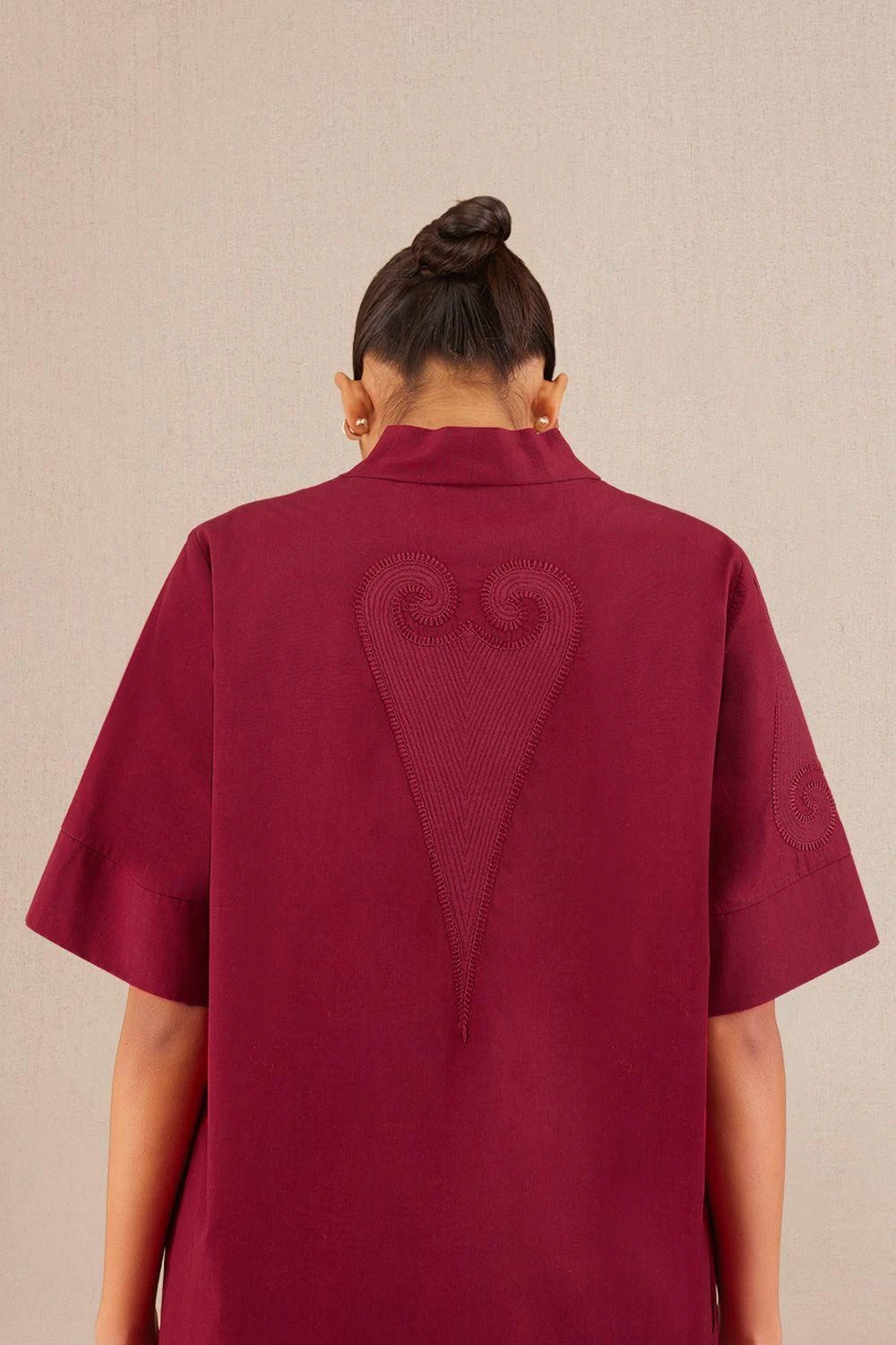 AMPM Eira Elegant Merlot Poplin Tunic-pant Set 3 AMPM Eira Elegant Merlot Poplin Tunic-pant Set - Image 3