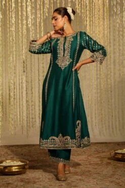 Sheetal Batra Sabirah Verdant Green Floral Embellished Kurta Set -Echo Clothing Store 2712s23b22 3