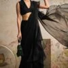 Ridhi Mehra Black Monotone Ruffled Sari Set