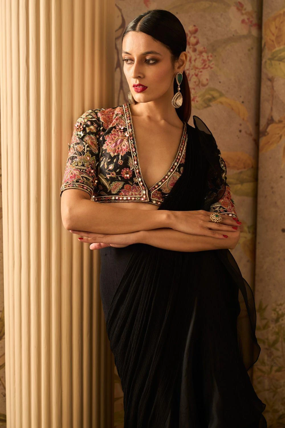 Ridhi Mehra Glitz Mirror Embellished Draped Sari Set 2 Ridhi Mehra Glitz Mirror Embellished Draped Sari Set - Image 2