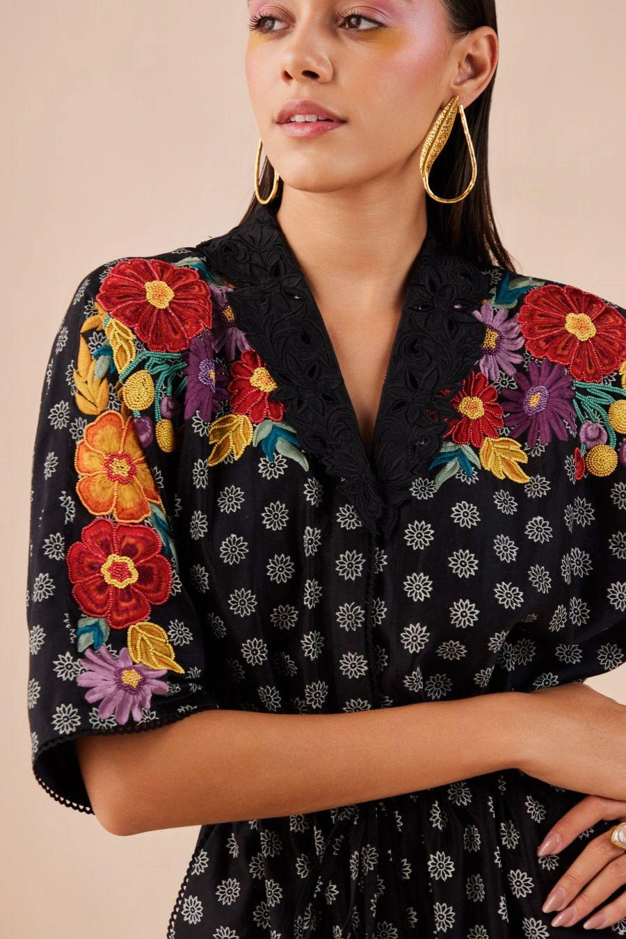 Chandrima Black Printed Embroidered Jumpsuit 2 Chandrima Black Printed Embroidered Jumpsuit - Image 2