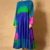 Injiri Blue Handwoven Clamp Dyed Dress