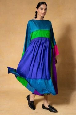 Injiri Blue Handwoven Clamp Dyed Dress -Echo Clothing Store 2811inj6 3