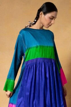 Injiri Blue Handwoven Clamp Dyed Dress -Echo Clothing Store 2811inj6 5