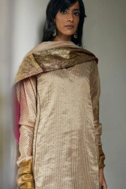 Shorshe Warm Beige Chanderi Stole -Echo Clothing Store 2812sho36 3