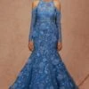 Shriya Som Cerulean Blue Floral Embellished Gown