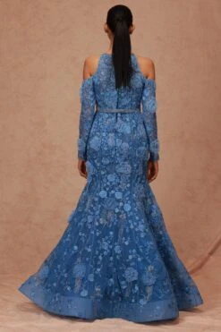 Shriya Som Cerulean Blue Floral Embellished Gown -Echo Clothing Store 2812ss10 3