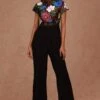 Shriya Som Black Floral Embellished Jumpsuit