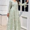 Devika Bhayana Green Embroidered Organza Anarkali Set