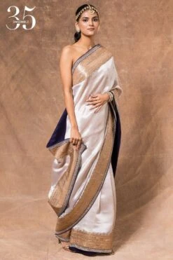 Jayanti Reddy Ivory Silk Sari With Blouse Piece