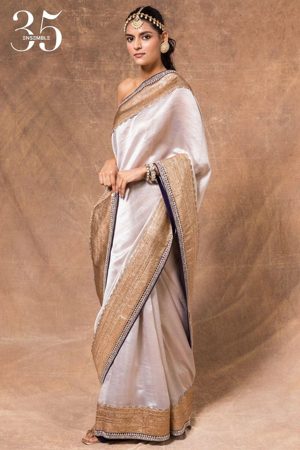 Jayanti Reddy Ivory Silk Sari With Blouse Piece 3 Jayanti Reddy Ivory Silk Sari With Blouse Piece - Image 3
