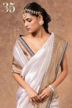 Jayanti Reddy Ivory Silk Sari With Blouse Piece 8 Jayanti Reddy Ivory Silk Sari With Blouse Piece -Echo Clothing Store 283jr18 4