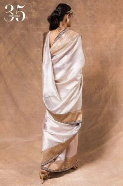 Jayanti Reddy Ivory Silk Sari With Blouse Piece 9 Jayanti Reddy Ivory Silk Sari With Blouse Piece -Echo Clothing Store 283jr18 5