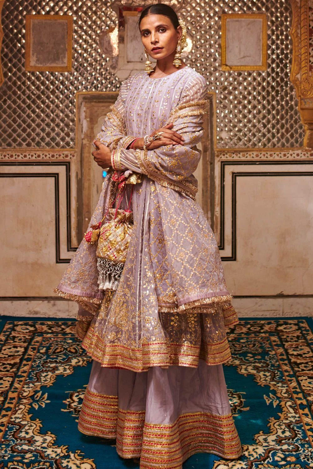 Itrh Lilac Embroidered Anarkali Set 3 Itrh Lilac Embroidered Anarkali Set - Image 3