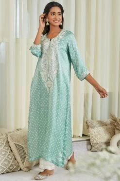 Twenty Nine Powder Blue Bandhani Kurta Set