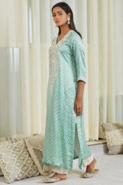 Twenty Nine Powder Blue Bandhani Kurta Set -Echo Clothing Store 287twennin32 4