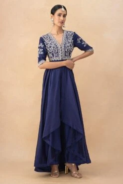 Jayanti Reddy Purple Zardosi Embellished Asymmetric Kurta Set