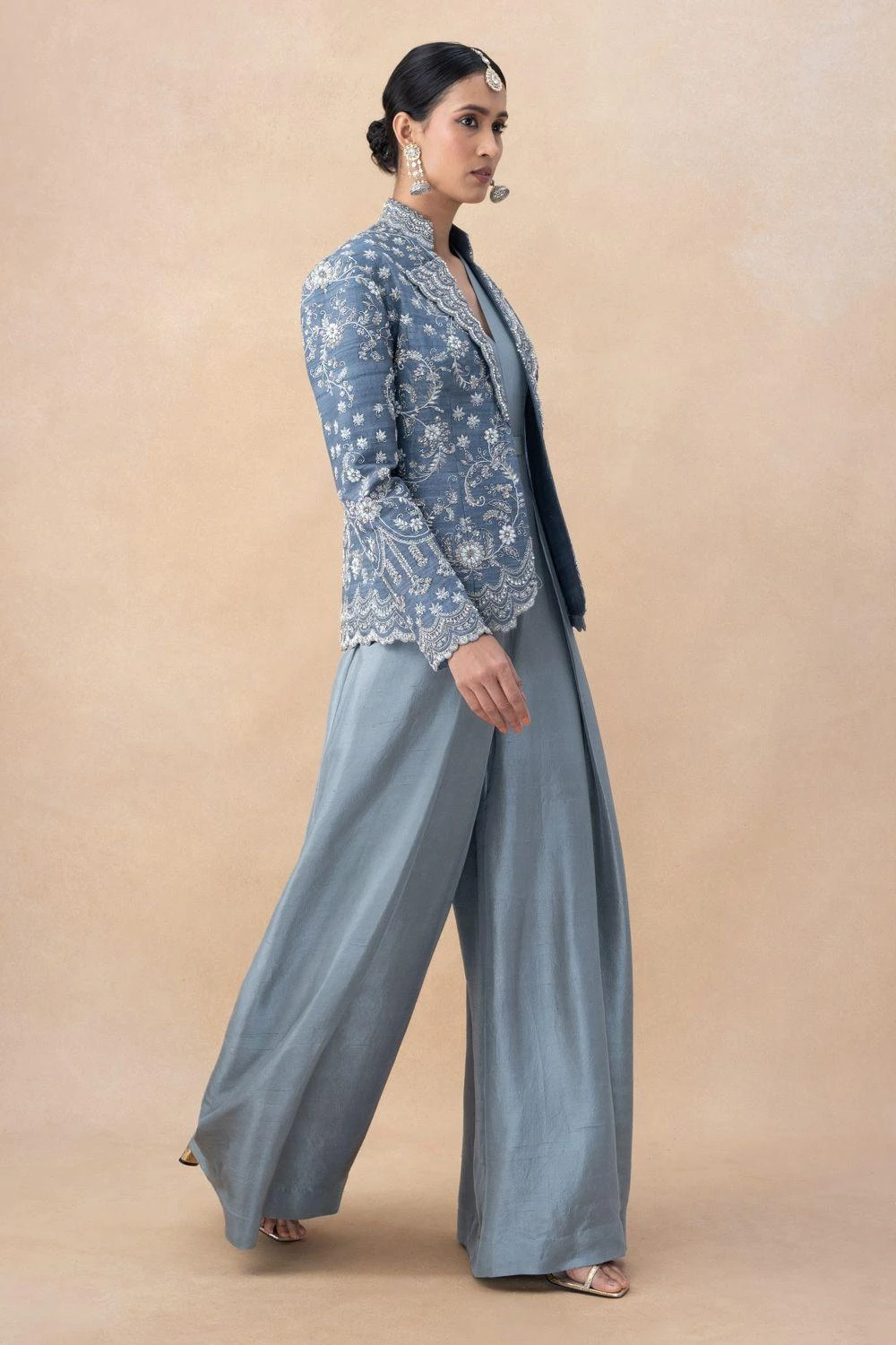 Jayanti Reddy Grey Zardosi Embellished Jacket Set 2 Jayanti Reddy Grey Zardosi Embellished Jacket Set - Image 2