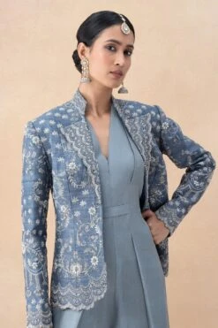 Jayanti Reddy Grey Zardosi Embellished Jacket Set 8 Jayanti Reddy Grey Zardosi Embellished Jacket Set -Echo Clothing Store 28823jrs5 4