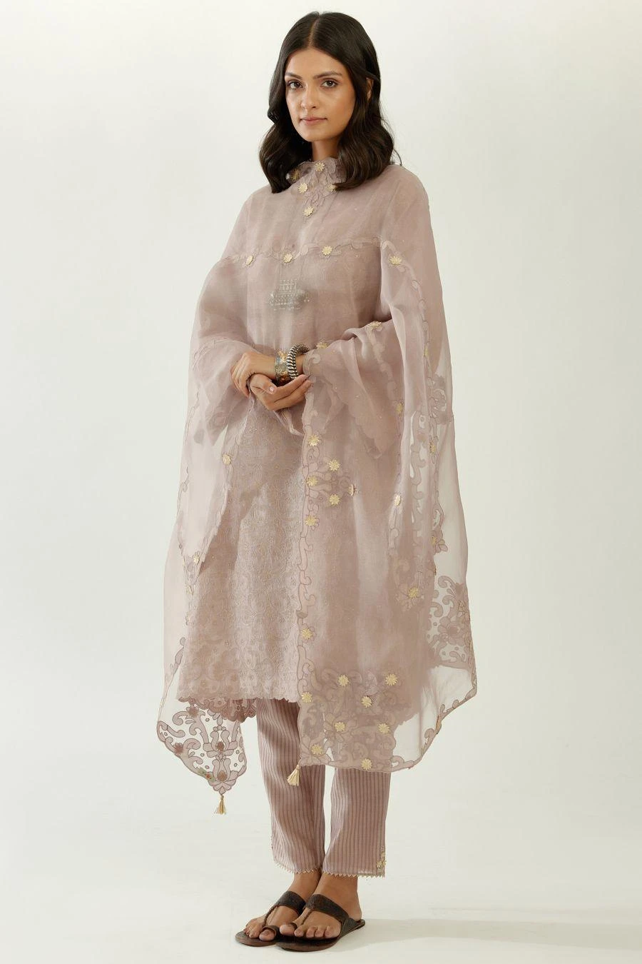 KORA Lilac Embellished Kurta Set 2 KORA Lilac Embellished Kurta Set - Image 2