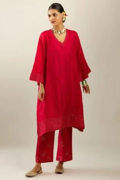 KORA Red Embellished Kurta Set -Echo Clothing Store 2911kr5 4
