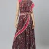 SVA Grey Abstract Printed Draped Sari & Sharara Set