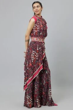 SVA Grey Abstract Printed Draped Sari & Sharara Set 7 SVA Grey Abstract Printed Draped Sari & Sharara Set -Echo Clothing Store 29523sva33 3
