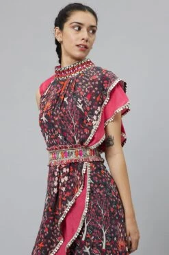 SVA Grey Abstract Printed Draped Sari & Sharara Set 8 SVA Grey Abstract Printed Draped Sari & Sharara Set -Echo Clothing Store 29523sva33 4