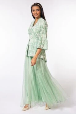 Devika Bhayana Mint Embroidered V Neck Jacket & Sharara Set 6 Devika Bhayana Mint Embroidered V Neck Jacket & Sharara Set -Echo Clothing Store 297 devb9 3