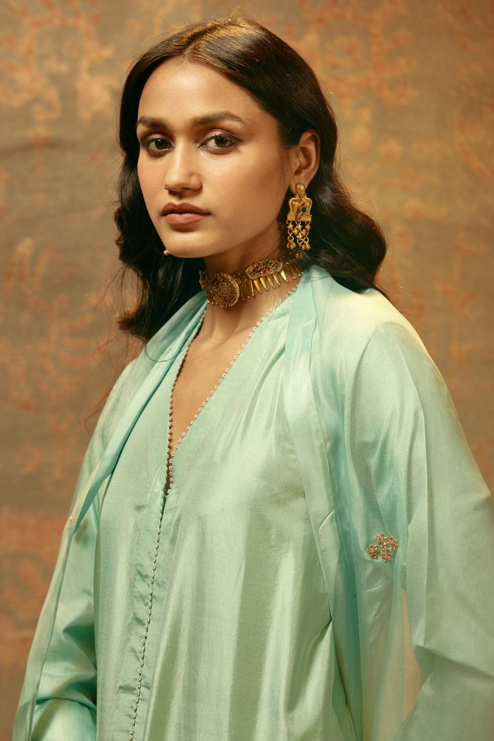 BRIH Aqua Hand Embellished Dupatta 3 BRIH Aqua Hand Embellished Dupatta - Image 3