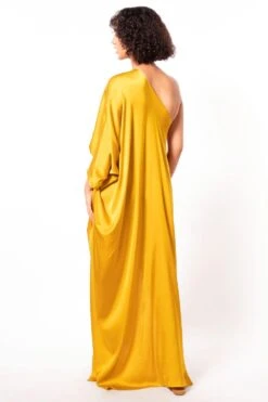 Stephany Mustard Yellow Satin One Shoulder Dress 9 Stephany Mustard Yellow Satin One Shoulder Dress -Echo Clothing Store 297step10 5