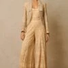 Tarun Tahiliani Beige Crystal Embellished Gilet Set