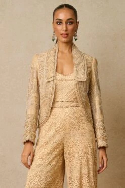 Tarun Tahiliani Beige Crystal Embellished Gilet Set 8 Tarun Tahiliani Beige Crystal Embellished Gilet Set -Echo Clothing Store 29823tt10 4