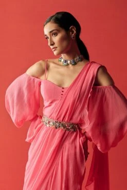 Ridhi Mehra Alizeh Draped Sari With Jewel Embroidered Belt 6 Ridhi Mehra Alizeh Draped Sari With Jewel Embroidered Belt -Echo Clothing Store 300111 3