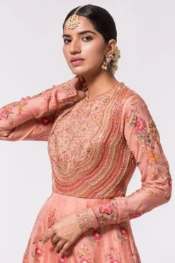 Petticoat Lane By Divya Peach Embroidered Organza Anarkali -Echo Clothing Store 303pl1 4
