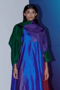 FEBo6 Purple Colour Block Stole