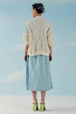 ILK Ice Blue Embroidered A-line Dress -Echo Clothing Store 307ilk13 3