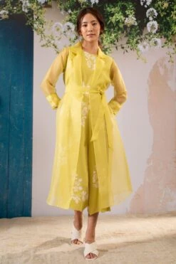 Arcvsh By Pallavi Singh Lemon Floral Printed Jumpsuit & Jacket Set