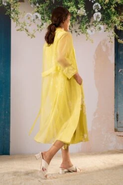 Arcvsh By Pallavi Singh Lemon Floral Printed Jumpsuit & Jacket Set -Echo Clothing Store 30823ah16 3