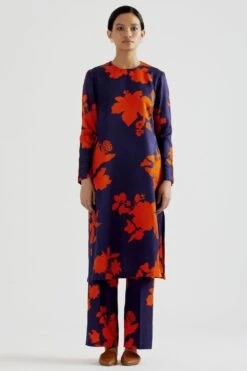 Kshitij Jalori Magnolia Navy Blue Kurta Set