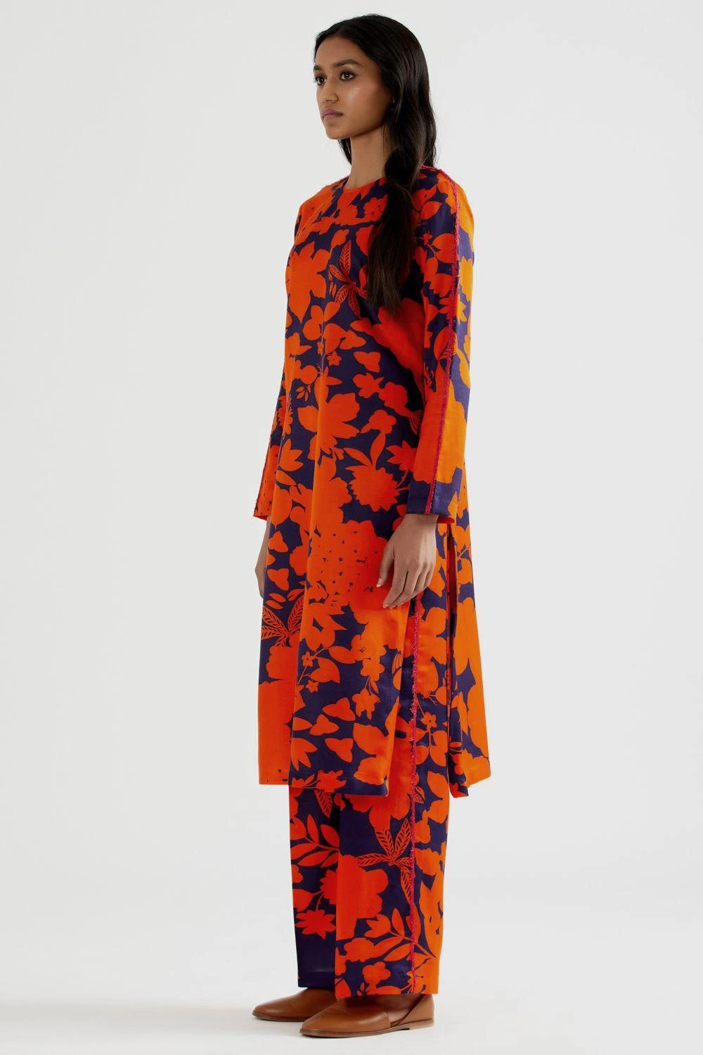 Kshitij Jalori Camouflower Navy & Orange Kurta Set 2 Kshitij Jalori Camouflower Navy & Orange Kurta Set - Image 2