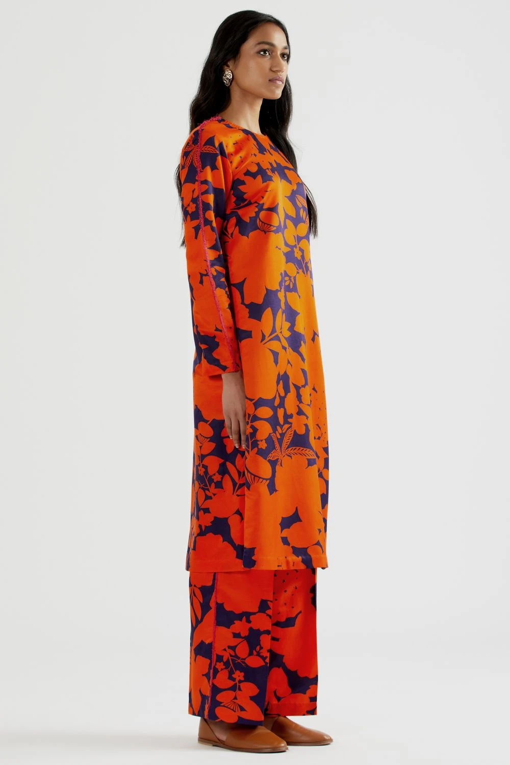 Kshitij Jalori Camouflower Navy & Orange Kurta Set 3 Kshitij Jalori Camouflower Navy & Orange Kurta Set - Image 3