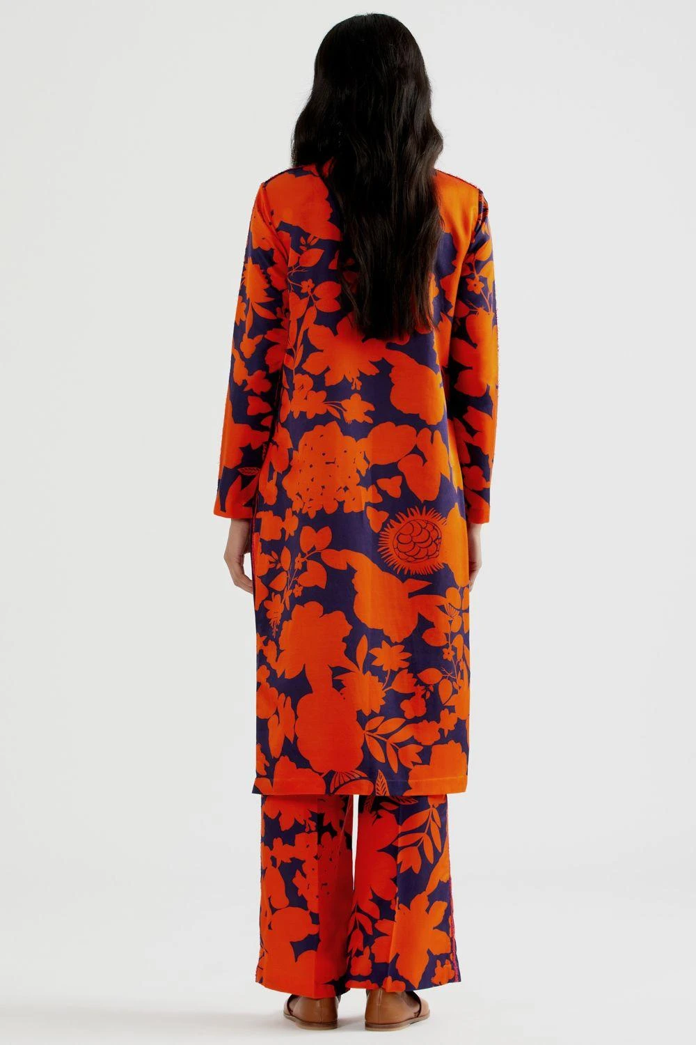 Kshitij Jalori Camouflower Navy & Orange Kurta Set 4 Kshitij Jalori Camouflower Navy & Orange Kurta Set - Image 4