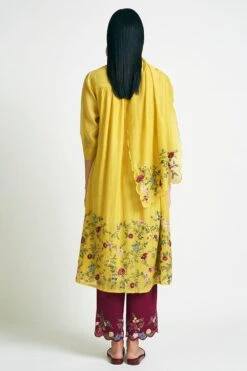 Payal Pratap Mustard Chanderi Embroidered Scarf -Echo Clothing Store 30rg 24 4