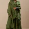 Sunira Designs Green Handwoven Linen Translucent Dupatta