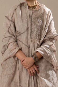 Sunira Designs Light Pink Handwoven Linen Translucent Dupatta -Echo Clothing Store 310sua47 3