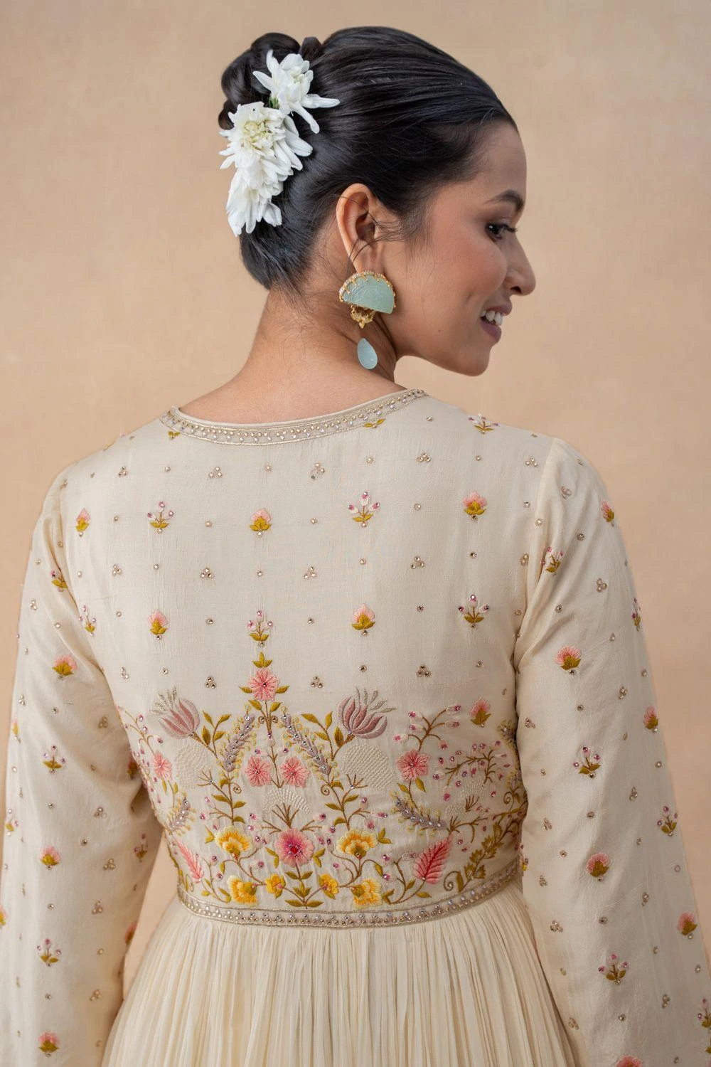 Ahilian Ivory Floral Embellished Anarkali Set 6 Ahilian Ivory Floral Embellished Anarkali Set - Image 6