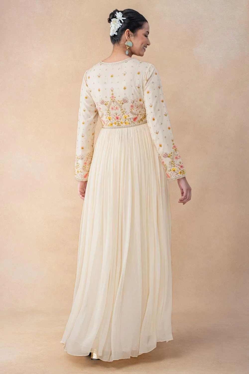 Ahilian Ivory Floral Embellished Anarkali Set 7 Ahilian Ivory Floral Embellished Anarkali Set - Image 7